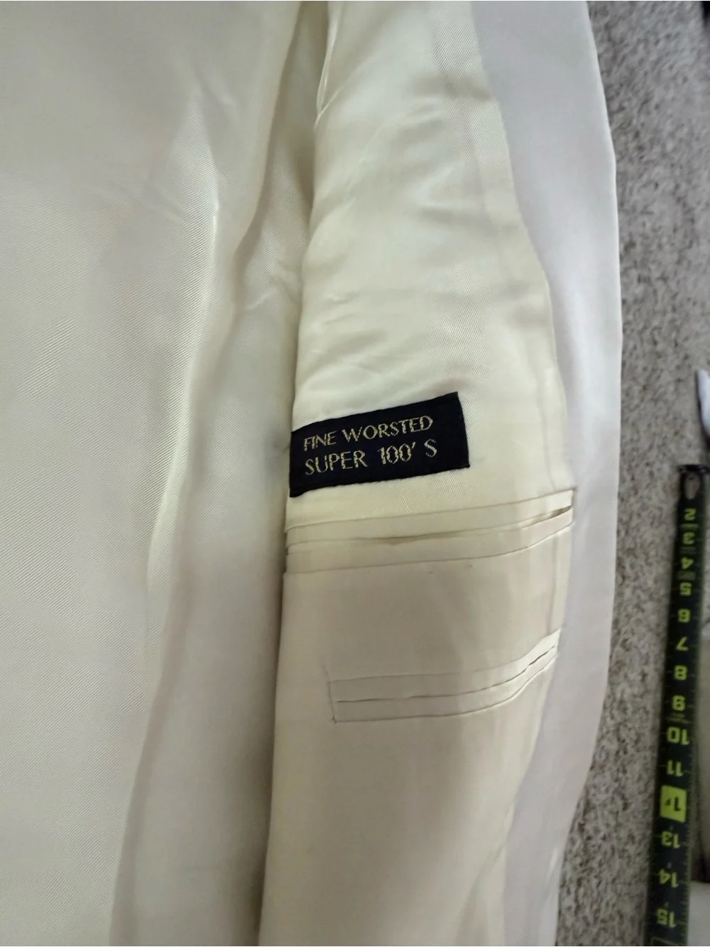 VTG Ermenegildo Zegna Cream Tuxedo Jacket IT 50 US 40R Silk Lapel Dinner Blazer